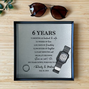 6th Anniversary Gift Ideas - Iron Metal Anniversary Gift For Him and Her - Custom 6 Year Anniversary Iron Tray - 6 Years Countdown