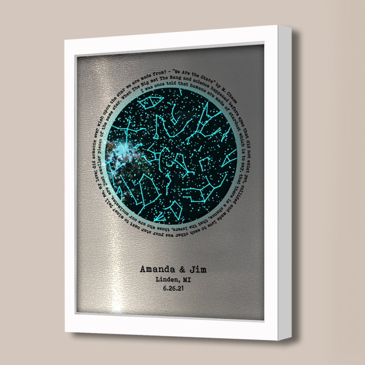 Custom Glowing Steel Star Map