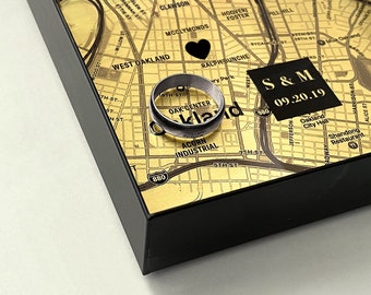 21st Anniversary Catchall Tray for Him and Her - Custom Brass Map Tray - A perfect memento of a favorite location