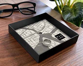 4 Year Anniversary Gift for Him and Her - Linen Anniversary Gifts- Custom Tray with the map and a significant location