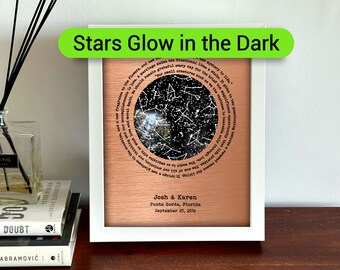 Copper Anniversary Gift for Him, 7th Anniversary Gifts husband - Seventh Year Anniversary Gifts - Glow in the dar star map