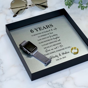 Personalized 6 Year Anniversary Gift Him and Her - Iron Anniversary Gift Ideas - Custom 6th Anniversary Iron Metal Tray - 6 Years Countdown