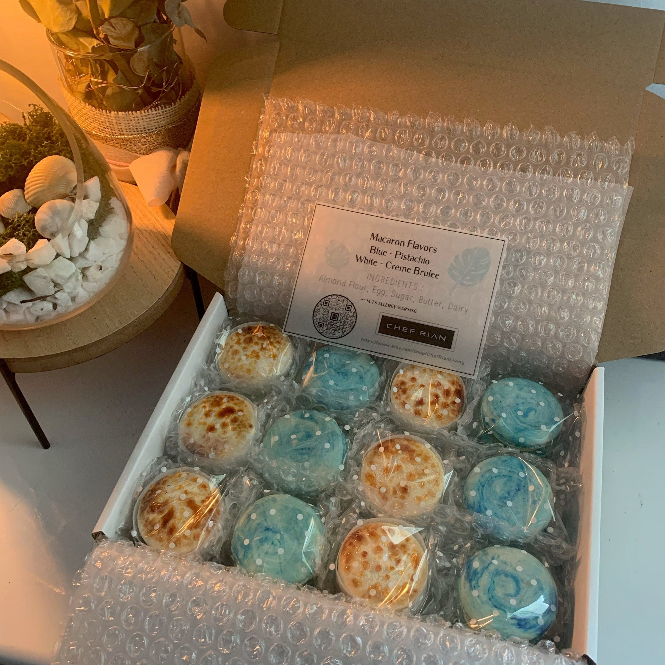 Dessert Gift Box With Custom Greeting Card & Bunch Dry Flower Etsy