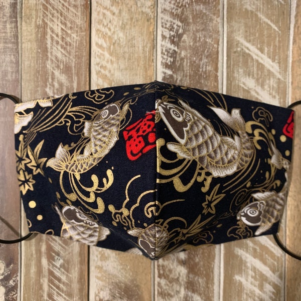 Japanese Golden Coy Protective Face Mask - Japanese Fabric (100% hand-made)