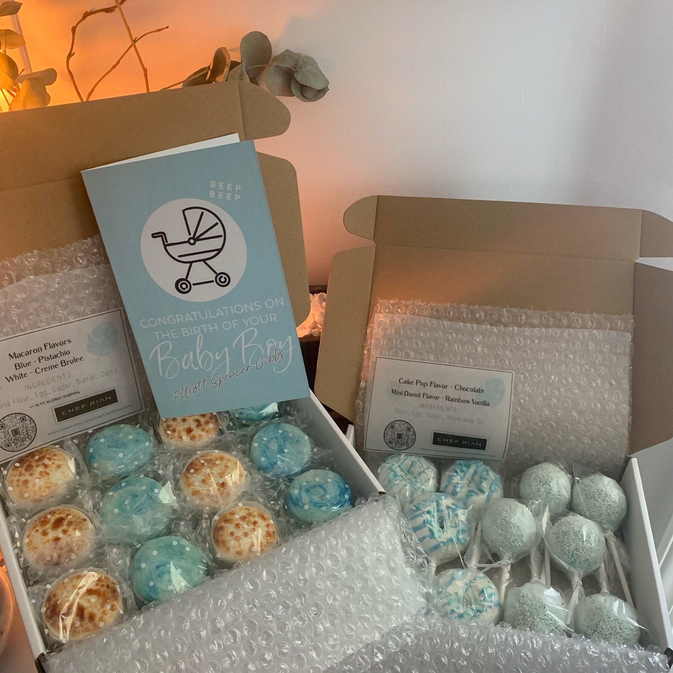 Dessert Gift Box With Custom Greeting Card & Bunch Dry Flower Etsy