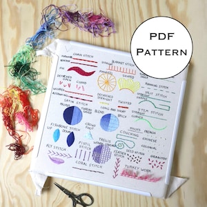 PDF Pattern: Embroidery Modular Sampler for Beginners 20 Basic Embroidery Stitches image 1