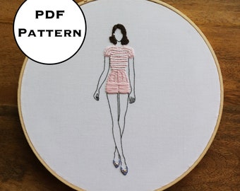 1950s Fashion Plate Hand Embroidery Pattern | MMM Season 1 Costume: "We do this so we can eat cheesecake."