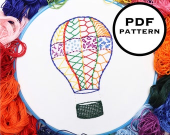 Beginner Embroidery Sampler: Hot Air Balloon | Learn 20 Embroidery Stitches!