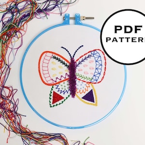 Beginner / Intermediate Embroidery Sampler: Butterfly | Learn 20 Embroidery Stitches!