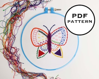 Beginner / Intermediate Embroidery Sampler: Butterfly | Learn 20 Embroidery Stitches!