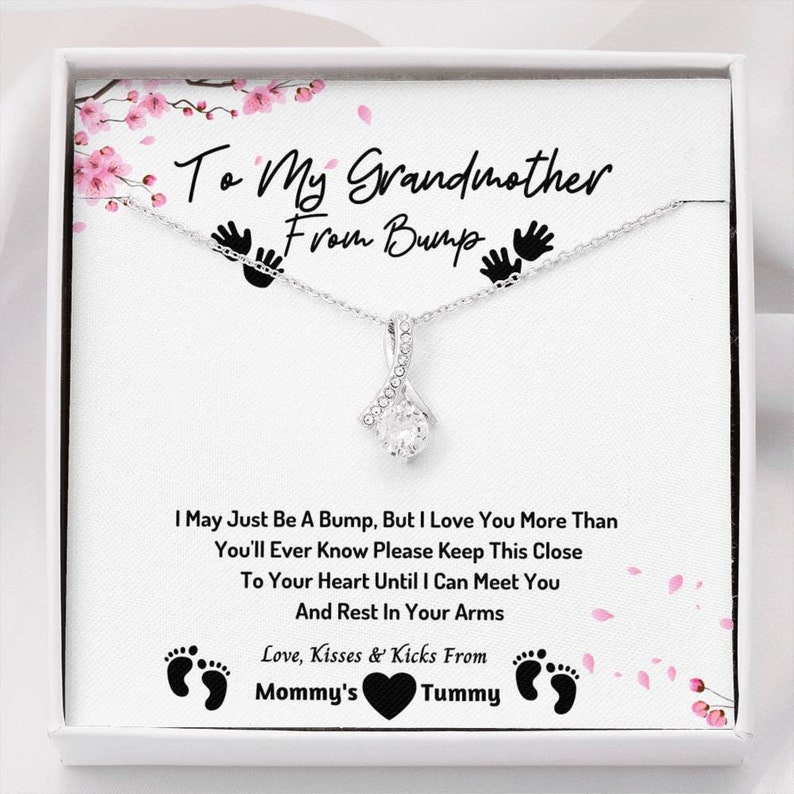 New Grandma Necklace Gift Box Grandmother Gift From Unborn Etsy