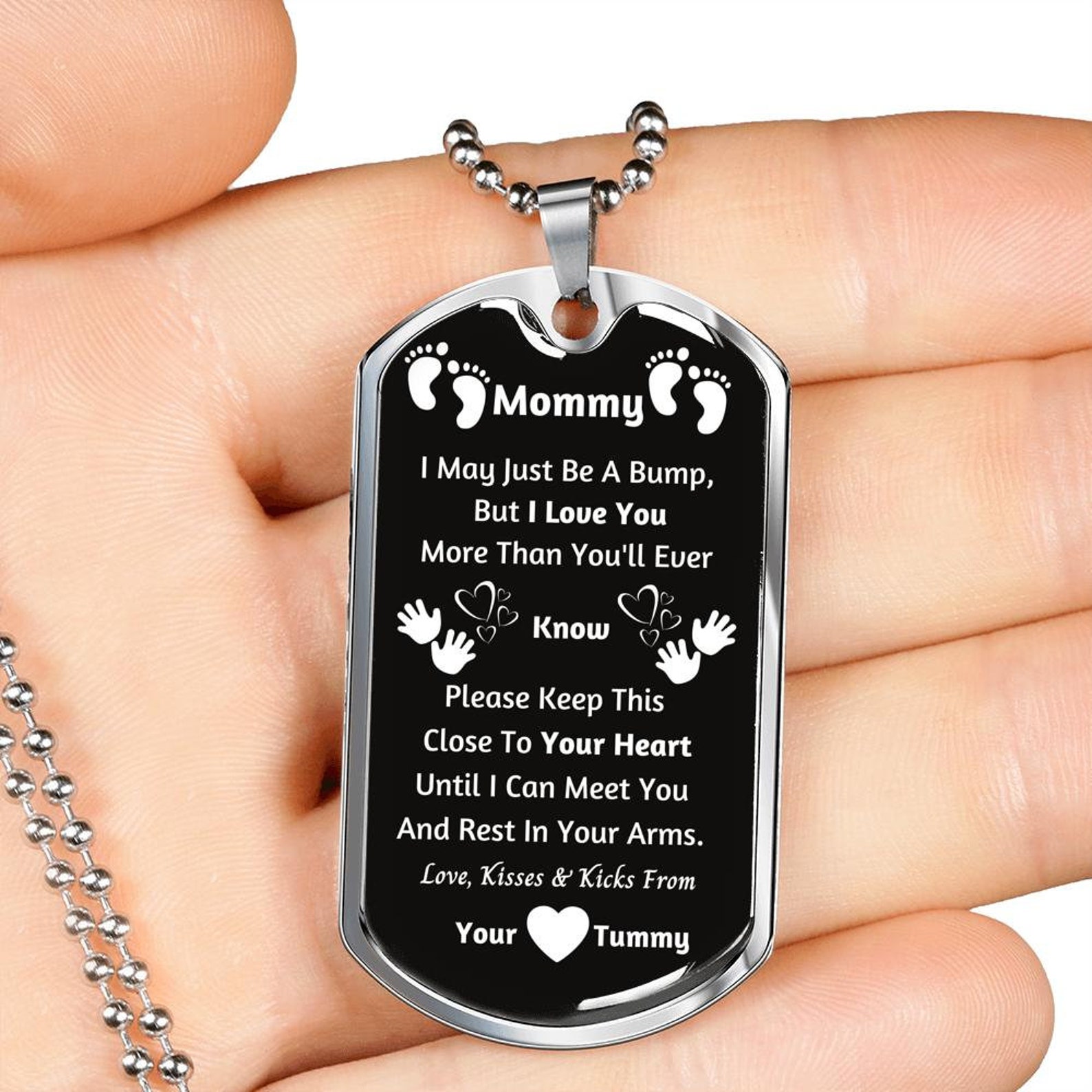 Personalized Gold Dog Tag Pendant Set New Mom Gift Mommy Gift Etsy UK