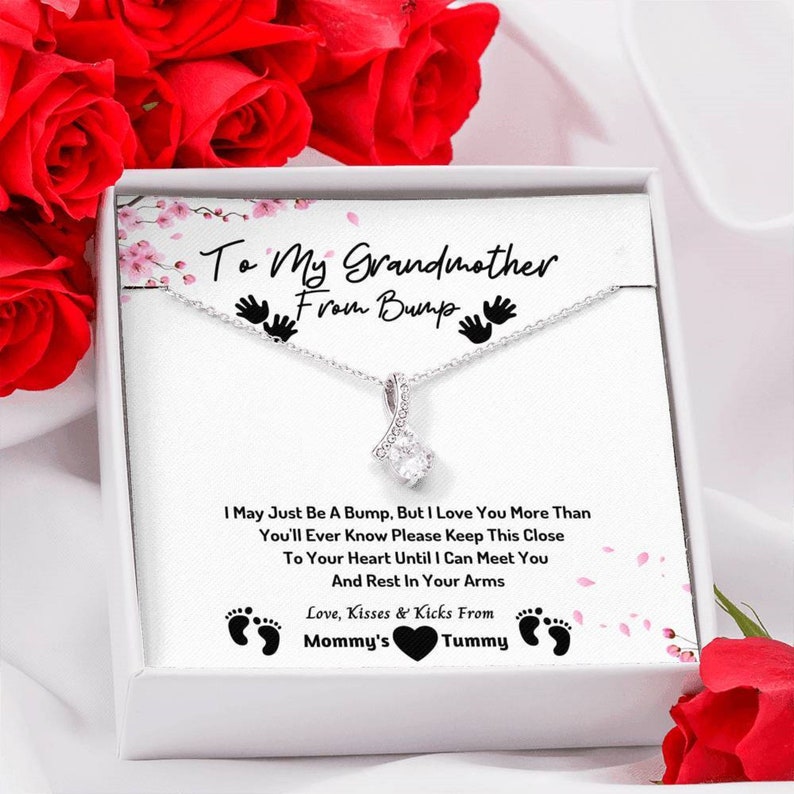 New Grandma Necklace Gift Box Grandmother Gift From Unborn Etsy