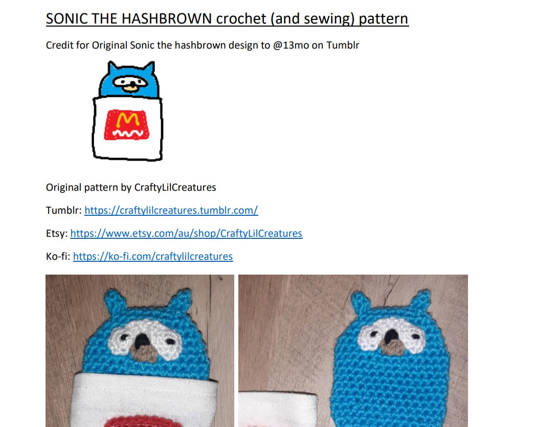30 Sonic Crochet Patterns to Stitch for Fans of the Fastest Hedgehog 24 Sonic the Hashbrown Crochet Pattern