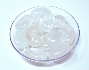 Clear Quartz Palm Stone – Natural Crystal, Wooden Gift Box