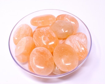 Orange Selenite Palm Stone – Authentic Crystal Gift Set
