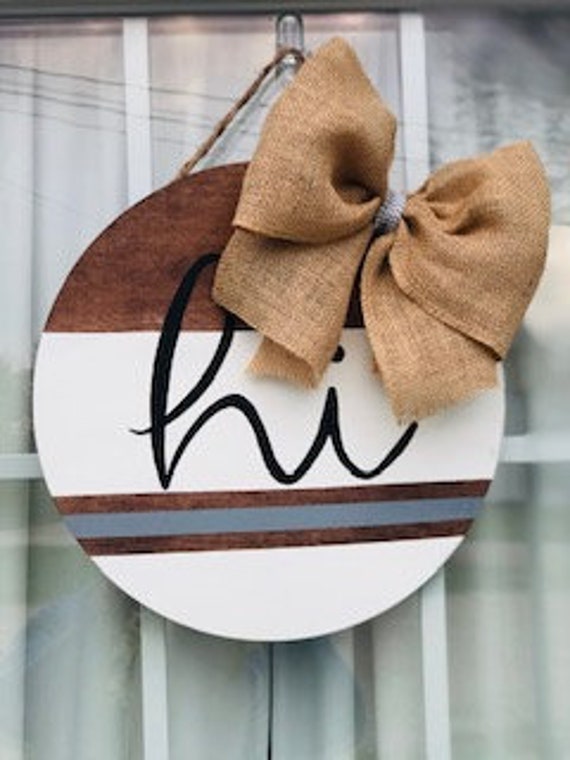 Door Hanger Round Wood Door Decorhousewarming Gifthandmade Etsy