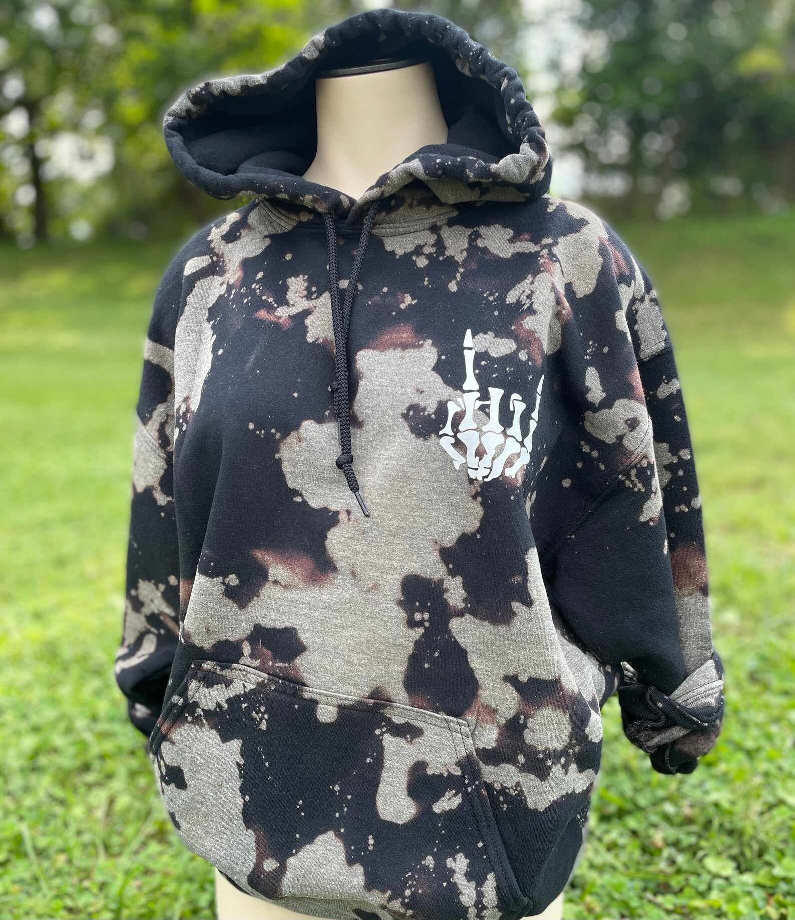 Skeleton Bleached Hoodie Bleach Dye Bleached Hoodie Etsy
