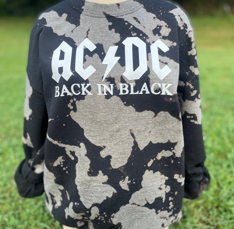 AC/DC Bleached Sweatshirt Bleach Dyed | Etsy
