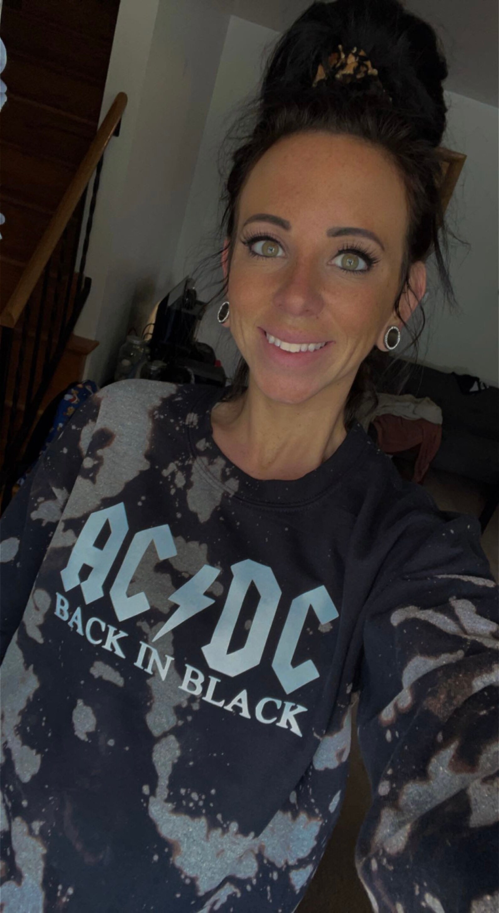 AC/DC Bleached Sweatshirt Bleach Dyed | Etsy