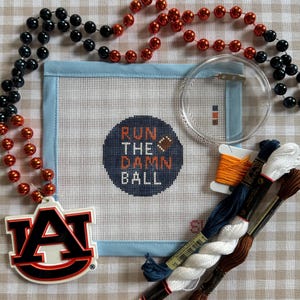 Orange and Blue College Gameday Button Needlepoint Canvas