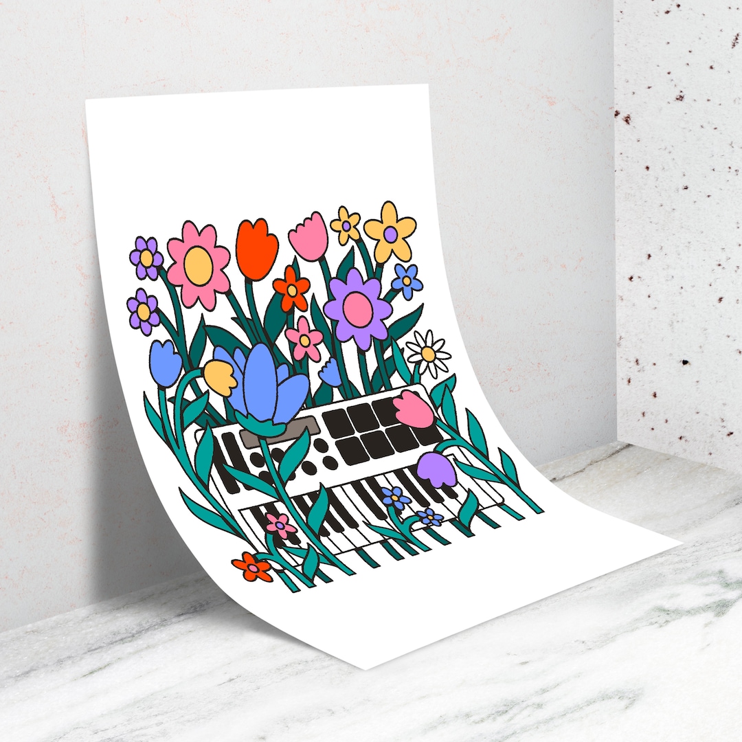 Keyboard Garden Poster Floral Keyboard Poster for Musicians Etsy