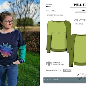 Patron PDF pour un pull-over femme en tailles 32-54 ( en français seulement )