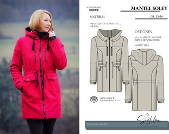 PDF pattern for a softshell ladies coat in sizes 32-54 in German language