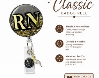 Custom Badge Reel | Personalized Retractable Badge Holder | Glitter ID Clip | Choose Your Style | Handmade Badge Reel | Beaded Badge