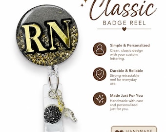 Custom Badge Reel | Personalized Retractable Badge Holder | Glitter ID Clip | Choose Your Style | Handmade Badge Reel | Beaded Badge