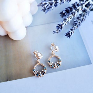 No Piercing Clip-on Crystal Gold Earrings- Clip on Earrings- Gold Earrings- Dainty Earrings- Gift for Her- Cute Earrings- Dainty Jewelry