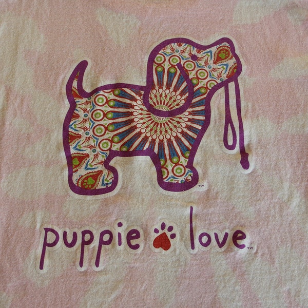 Unisex großes Puppie Love Langarm Batik T-Shirt