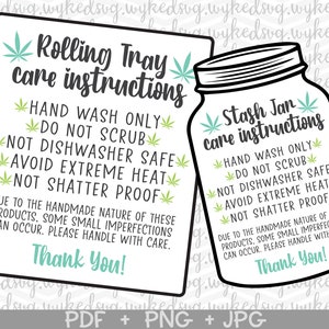 rolling tray care card png, stash jar care card png, rolling tray png, stash jar png, care card printable, stoner png, care instructions png