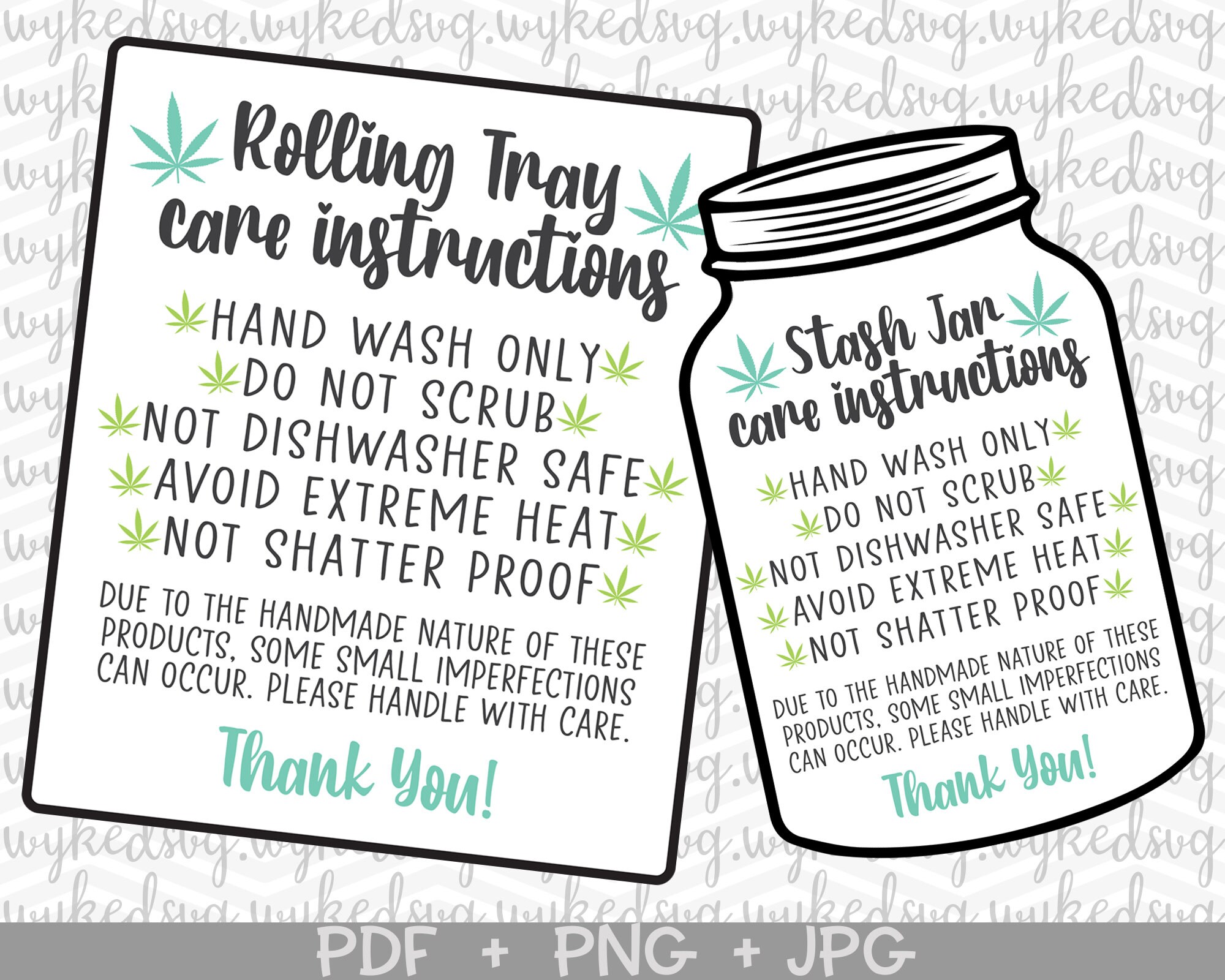 Rolling Tray Care Card Png Stash Jar Care Card Png Rolling Etsy