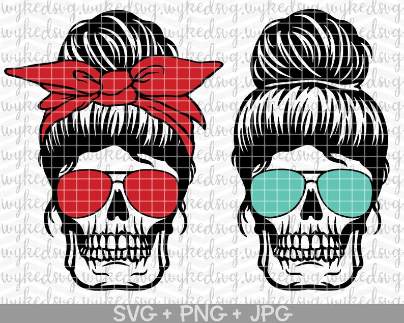 Download Bandana mom skull svg messy bun skull svg sunglasses skull ...