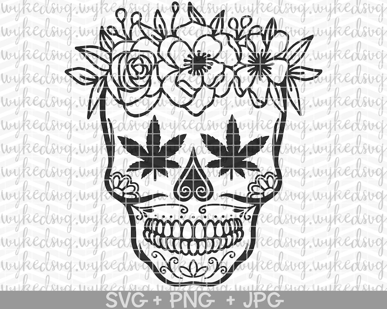 Download Cannabis skull svg sugar skull svg weed skull svg floral ...