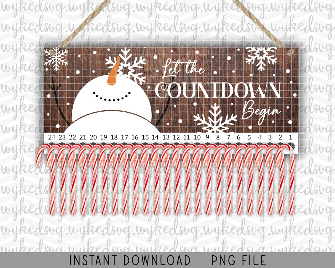 Candy Cane Countdown Png, Christmas Sublimation Design, Countdown to