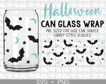 Halloween kan glas SVG, Libbey kan glas SVG, kan glas wrap SVG, koffie glas wrap SVG, 16oz Libbey wrap SVG, Libbey volledige wrap SVG, SVG