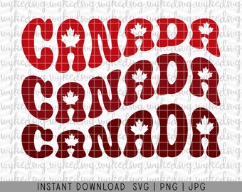 retro wave svg, canada svg, canada day svg, maple leaf svg, canada shirt svg, trendy svg, sublimation png, wavy font svg, canadian pride svg