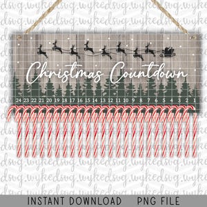 candy cane countdown png, christmas sublimation design, christmas countdown, advent calendar png, days until christmas, sublimation template