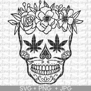 cannabis skull svg, sugar skull svg, weed skull svg, floral skull, rolling tray svg, stoner girl svg, marijuana skull svg, weed svg, png