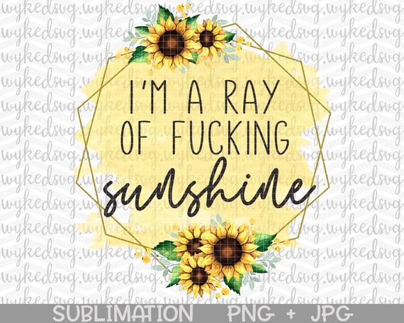 im a ray of fucking sunshine png, sublimation design, sunflower png, waterslide, clipart file, sublimation png, floral png, swear word png