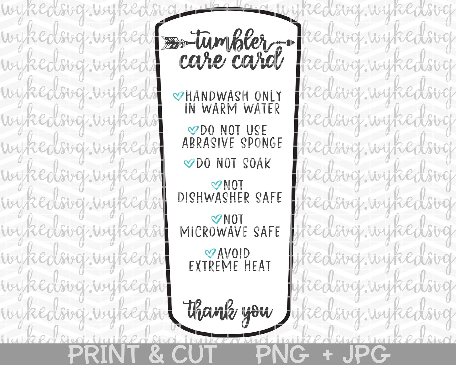 Tumbler Care Card Bundle Print and Cut Care Cards Tribal - Etsy