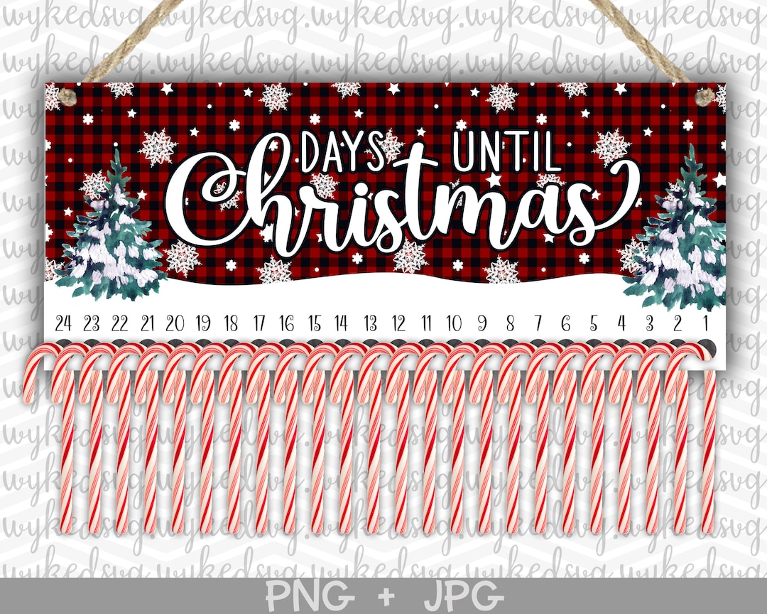 Candy Cane Countdown Png, Christmas Sublimation Design, Countdown to