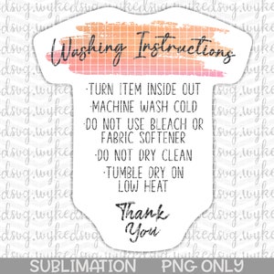 bodysuit care card png, printable care cards, apparel care card, brush stroke png, small business thank you card, washing instructions card