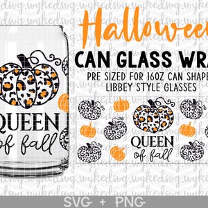 queen of fall svg, can glass svg, libbey can glass svg, can glass wrap svg, libbey glass wrap, 16oz libbey wrap svg, libbey full wrap svg image 1