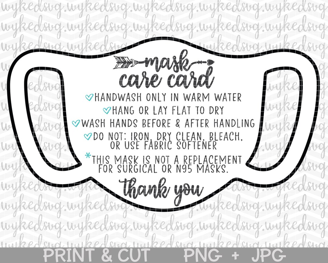 Mask Care Card Png, Print and Cut Mask Care Card Png, Face Mask Care