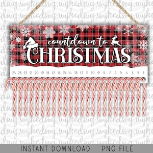 candy cane countdown png, christmas sublimation design, countdown to christmas, candy cane advent, days until christmas, digital template