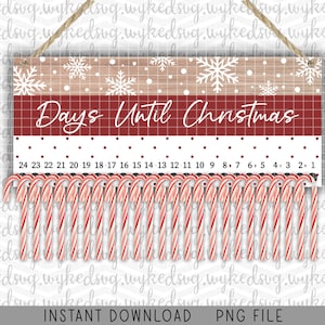 candy cane countdown png, christmas sublimation design, countdown to christmas, holiday countdown, days until christmas, christmas countdown