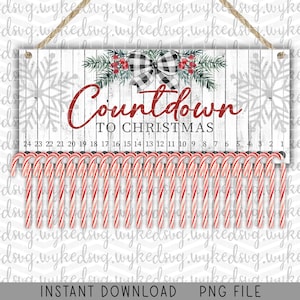 candy cane countdown png, christmas sublimation design, countdown to christmas, candy cane advent, days until christmas, rustic sign png